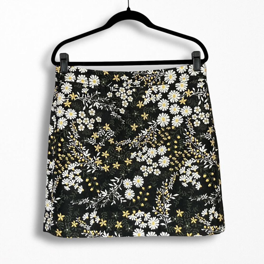 Floral Print A-Line Skirt in Dark Green